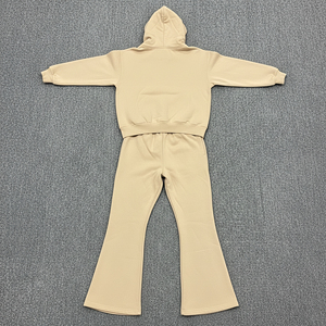 Vêtement de survêtement pour femmes en gros, 100% coton, surdimensionné, logo imprimé sur écran personnalisé, couleur unie, hip-hop, vêtements décontractés d'hiver, ensemble 2 pièces - Product Image 2