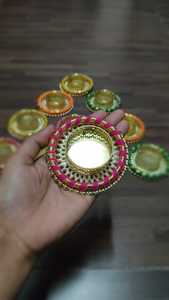 ที่ใส่เทียนทำมือสำหรับตกแต่ง Diwali เชิงเทียนสไตล์อินเดียที่ใส่เทียนลายดอกไม้ชาโลหะสามารถวางเทียนคริสต์มาส - Product Image 2