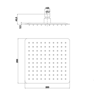 Pommeau de douche carré en acier chromé 20x20 pour salle de bain et toilettes - Product Image 2