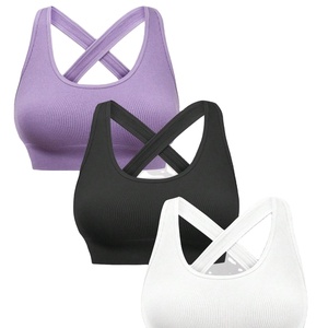 Soutien-gorge de sport pour femmes Soutien-gorge de sport croisé au dos de couleur unie avec personnalisation complète Soutien-gorge de yoga de qualité Beat Fabriqué au Pakistan - Product Image 1