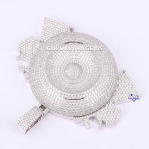 Vente chaude 14K Or Blanc Plaqué Rhodium Hommes Pendentif Unique Conception Personnalisée Coupe Laboratoire Diamant Rappeur Glacé Style Hip Hop - Product Image 3