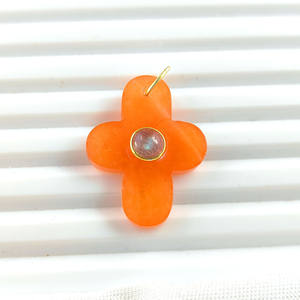 925 <b>Sterling</b> <b>Silver</b> Religious <b>Necklace</b> Pendant Carnelian <b>Cross</b> Slice Gemstone Aquamarine Birthstone Children Brass Jewelry Gift - Product Image 3