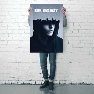 M. Affiche murale Robot Hacked avec cadre noir - Product Image 5