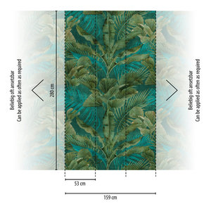 Fabriqué en Allemagne Photo Papier Peint Mural Jungle Vert Bleu Non Tissé Vinyle Mural Plantes Feuilles pour Hôtel En Vrac-1,59x2,80 m - Product Image 3