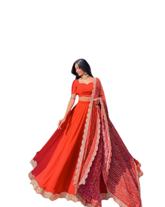 Lehenga choli ผ้าไหมเนยนุ่มแบบอินเดียหรูหราทันสมัยกระจกงานแฟนซีพู่ห้อยซิปมีสายรูดปิด - Product Image 1