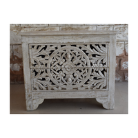 Meuble moderne en bois Indore Table de chevet en bois à 2 tiroirs sculptés pour salle de bain, cuisine ou parc