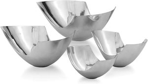 Saladier rond en aluminium de couleur argentée pour la fête d'hôtel à la maison améliore la décoration de la cuisine et de la table - Product Image 3