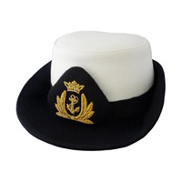 THREEATONE ENTERPRISES Alemania Gorra de Comandante de la Marina Real Bordada a Mano, Poliéster+PVC, Cuatro Estaciones, Alta Calidad, para Adultos