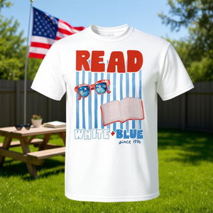 T-shirt Patriottica per il 4 Luglio con scritta 'Read White Blue Since 1776' - Product Image 3