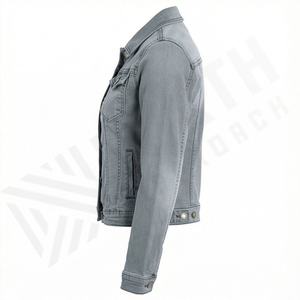 <b>Women</b> Distressed Ripped Casual Varsity Jacket Quality Fitted Denim <b>Linen</b> Spandex Waterproof Reversible Breathable Fashion - Product Image 3