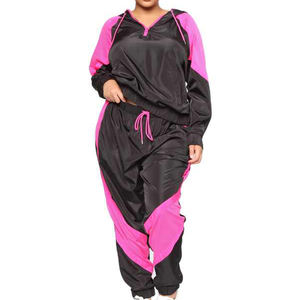 2025ใหม่ชุดกันลมบล็อกสีขนาดใหญ่พิเศษสำหรับผู้หญิงชุดวอร์ม2ชิ้นย้อนยุคกางเกงวิ่งจ๊อกกิ้งและแจ็คเก็ตแบบมีซิป - Product Image 4