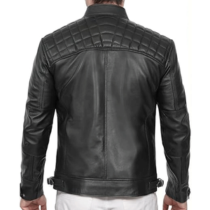 เสื้อแจ็คเก็ตมอเตอร์ไซค์หนังสีดำสำหรับผู้ชาย ขายดี พร้อมแผ่นป้องกัน CE ระบายอากาศได้ เหมาะสำหรับการเดินทางและการขับขี่ - Product Image 2
