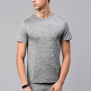 Camisetas de fitness para hombre, camisas de diseño personalizado de alta calidad al por mayor, camisetas lisas de secado rápido grises con cuello redondo, servicio OEM - Product Image 2