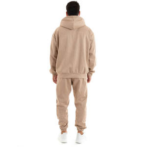 Ensemble de pantalons de survêtement à capuche 2 pièces en coton polaire à la mode pour hommes, coupe ample, fermeture éclair, logo personnalisé pour les survêtements d'hiver à imprimé bouffant - Product Image 6