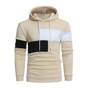 Sudadera con Capucha para Hombre y Jersey con Bloques de Color a Rayas y Ribete, Corte Holgado, Manga Larga, Informal, Abrigada para Invierno - Product Image 1