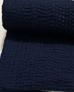 Colcha Reversible Moderna Ecológica 100% Algodón con Bordado Floral Kantha Negro, Cubrecama para Hogar, Bodas y Hoteles - Product Image 3