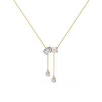 Pendentif chaîne en or rose, or blanc, argent plaqué, avec diamant émeraude poire pour femme, cultivé en laboratoire, certifié IGI, couleur D-E-F, luxe