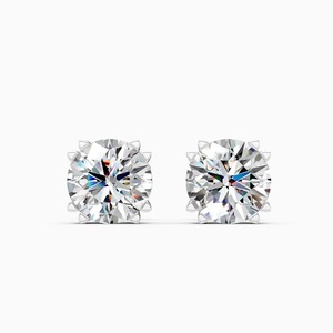 Boucles d'oreilles classiques solitaires en diamant avec diamant de laboratoire de 2,52 carats en or jaune, blanc et rose 9 carats - Product Image 2