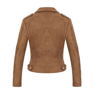 Chaqueta de Cuero de Gamuza para Mujer, Diseño Moderno Tejido, Estilo Casual Urbano para Invierno - Product Image 4