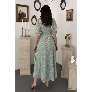 Vestido Azul con Detalle de Lazo en Color Menta - Menta - Product Image 5