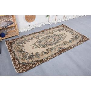 Alfombra Vintage de 3,7x6,9 pies (113x210 cm), Alfombra Turca de Lana Beige Ombré - Product Image 4