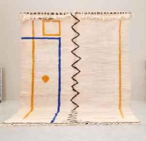 Superventas, gran alfombra marroquí Beni Ourain, lana anudada a mano con patrón de bucle Oriental para sala de estar o picnic en la puerta - Product Image 6