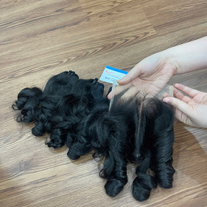 100% Extensiones de cabello crudo de trama de rizo hinchable de alta calidad Cabello vietnamita de trama de doble estiramiento Listo para enviar - Product Image 3