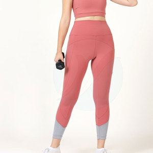 เลกกิ้งเล่นโยคะของผู้หญิงเลกกิ้งเอวยางยืดสีพื้นระบายอากาศ - Product Image 6