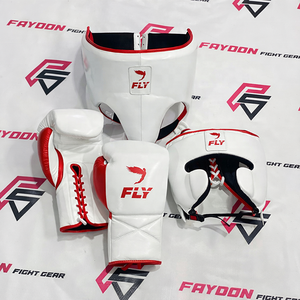 Conjunto de Boxeo Personalizado con Logotipo a Color, Blanco y Rojo, con Cordones, para Sparring, con Protector de Cabeza Ajustable y Protector Inguinal para Entrenamiento de Muay Thai - Product Image 1