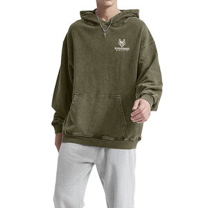 Sudadera con capucha de mezcla de algodón para hombre con aspecto vintage desgastado y diseño de efecto lavado de ajuste relajado para invierno - Product Image 6