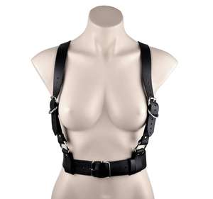 Premium <b>Cross</b> Back Handcrafted Black Black Leather Body Fashion Harness Stunning <b>Top</b> Quality Craftmanship LWH-0002 - Product Image 1