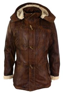 Manteau long en cuir véritable pour homme, style duffle, trench, avec capuche amovible et bordure en fourrure, en peau de mouton, OEM - Product Image 4