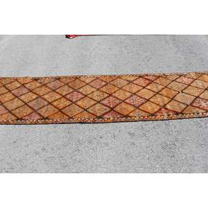 Alfombra Turca Vintage de 2.7x12.6 pies (81x383 cm), Alfombra Herki Naranja Marrón Ombré - Product Image 3