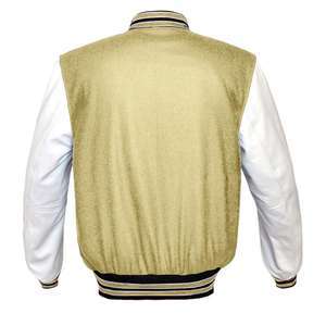 Hommes Napoléon vente en gros Varsity Letterman Baseball noir laine véritable or cuir manches veste - Product Image 4