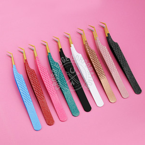 45 Degree Lash Supplies Tools Eyelash Tweezers Fiber Tip volume Tweezers For Eyelash Extension curved isolation tweezers - Product Image 5