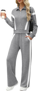 Venta al por mayor Lounge Women 2025 Sweatsuit Trajes de 2 piezas Sudadera Pantalones de chándal de pierna ancha Chándal Conjunto a juego Transpirable - Product Image 2