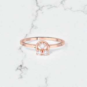 Juego de puntas de anillo de diamante de corte redondo cultivado en laboratorio de 0,08 quilates con diseño minimalista de inspiración geométrica 10K 14K 18K oro sólido - Product Image 2