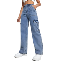 Pantalones Vaqueros Anchos de Cintura Alta Estilo Y2K con Logotipo Personalizado OEM, Diseño Casual con Lazo, Borlas y Bordados para Mujer