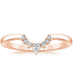 Anillo de Boda con Diamante Cultivado en Laboratorio, Corte Pera, Diseño Popular 2024, Anillos Apilables en Forma de U, Oro 14K, Venta al Por Mayor - Product Image 3