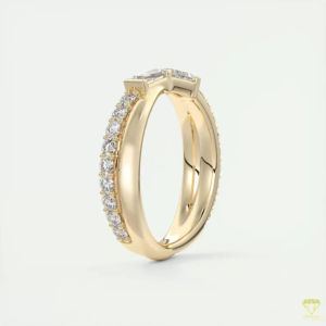 Baguette y corte redondo Lab Grown Wedding Band Half Eternity Anillo apilable, elegante aniversario o banda nupcial - Product Image 3