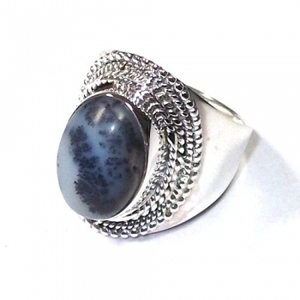 Diseño bohemio 925 plata esterlina Estilo Vintage auténtico anillo de ágata dendrita para mujer joyería eternidad vermeil anillos de mujer - Product Image 3