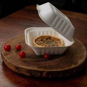 Boîte à hamburger écologique en bagasse de canne à sucre 6x6, à emporter, conteneur jetable durable, solution d'emballage alimentaire pour hôtel - Product Image 1