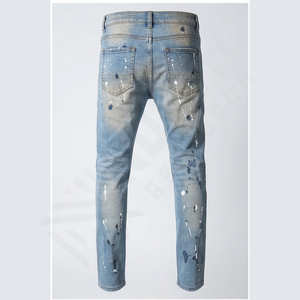 กางเกงยีนส์แฟชั่นผู้ชายคุณภาพสูงแบบใหม่ เอวสูง สไตล์ขาดๆ  ระบายอากาศได้ดี ไซส์ใหญ่ รับผลิตตามสั่ง ขายส่ง - Product Image 2