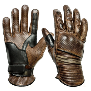 Summer Perforated Motorbike Genuine Leather Black Gloves Motorcycle Auto Racing Wear Leather Gloves For Men - Product Image 4