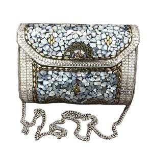 Pochette de mosaïque en métal de mariée de concepteur fait à la main fabriqué en Inde à la main exclusif soirée dames embrayages de mosaïque en métal - Product Image 3