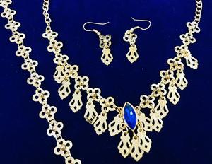 24K Plaqué Or Vintage Dubai Fashion Jewelry Set Classic Wedding Necklace Earrings Bangles Combs-Copper Diamond Gift for Her - Product Image 5