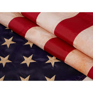 Bandera Americana Vintage Teñida al Estilo del Té, 3x5 Pies, Hecha en EE. UU., Estrellas Bordadas, Rayas con Doble Costura y Ojales de Latón, Duradera - Product Image 5