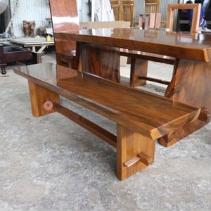 Ensemble de salle à manger en bois massif, table rectangulaire et banc, meubles de cuisine, design moderne minimaliste pour la salle à manger à domicile - Product Image 4