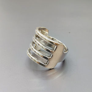 Fashionable Modern Geometric Gemstone <b>Ring</b> (8.9 Grams) Gold Plated <b>Plain</b> <b>Silver</b> Inlay Gift for Children - Product Image 1