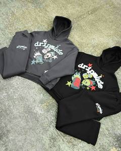 OEM ácido lavado 100% algodón Streetwear Sudadera con capucha bordado Rhinestone de gran tamaño recortada Zip Loose Fit primavera 500gsm Vintage - Product Image 5